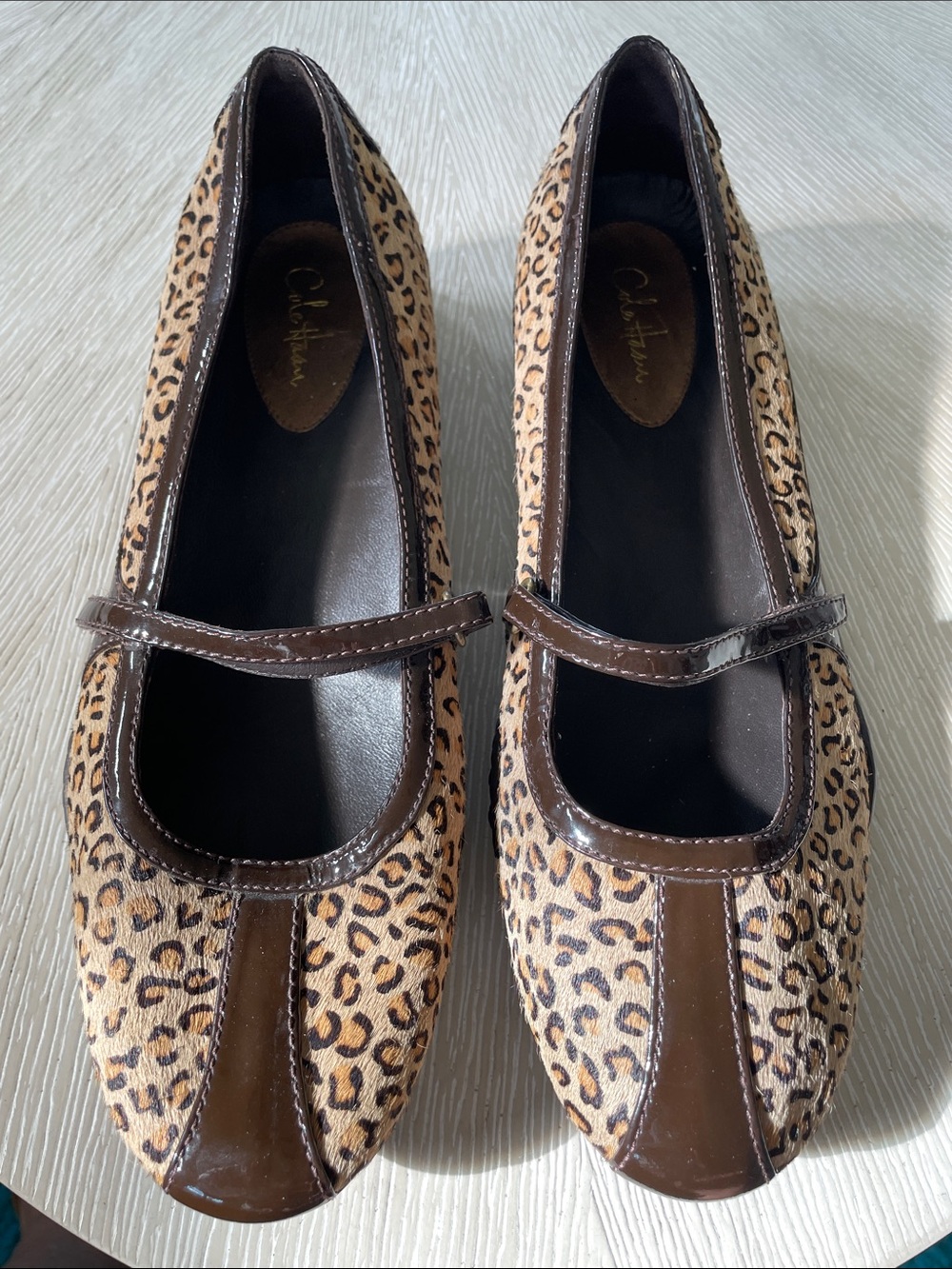 Cole Haan Nike Air Leopard-Print Mary Jane Flats in Brown and Tan